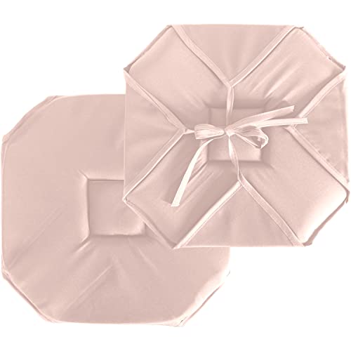 ED ENJOY HOME Galette de Chaise à Rabat, 40x40 cm, Vieux Rose, avec Nouettes, 100% Polyester, Tissu Certifié Oeko-TEX, Satinée, Collection Basic