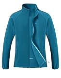 Pioneer Camp Damen Fleecejacke Leichte Fleece Jacket Reißverschluss Stehkragen Winter Warme Jacke Antistatische Sweatjacke mit Taschen Pfauenblau L