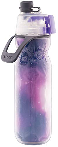 O2COOL Mist N Sip Misting Water Bottle 2-in-1 Mist And Sip Function With No Leak Pull Top Spout Reusable Sports Water Bottle - 20 oz (Celestial Purple)