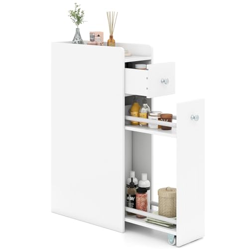 Multigot Bathroom Floor Cabinet, Slim Toilet Storage Cupboar