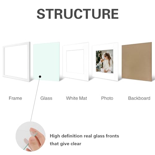 Image of Golden State Art, Smartphone Instagram Frame Collection, 12x12-inch Square Photo Wood Frames with Photo Mat & Real Glass for 8x8-inch Pictures, White by Golden State Art