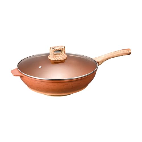 Wok de barro cerámico con base plana y tapa 32 cm miniatura 1