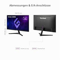 ViewSonic VX24G1-HD Gaming Monitor 24 Zoll, FHD 1920p x 1080p, 180 Hz, 1 ms MPRT, IPS-Panel, G-Sync Kompatibel, 111% sRGB, Rahmenloses Design, HDMI 2.0 x2, DisplayPort, Flimmerfrei – Ansicht 7