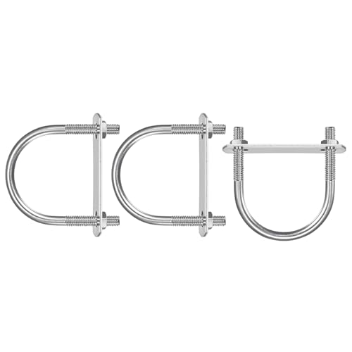 Image of DTGN M6x42x62mm(ThreadxWxL) Round U Bolt - 3Pack - Good for Trailer Pipe Replacement Parts - 304 Stainless Steel U Shape Bolts