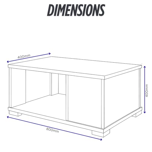 Image of MATTERHORN Linea Coffee Table - Modern Engineered Wood Center Table with Storage Shelf, Ideal for Living Room, Tea Table - DIY Assembly, Compact Design (80 x 40 x 40 cm, MOCT-R92113) (Ebony Black)