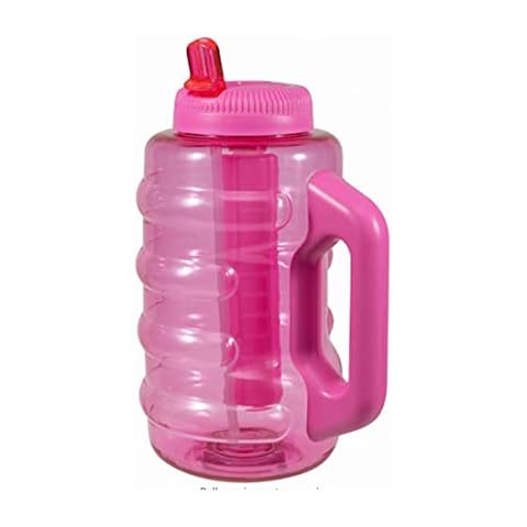 MINISO Sports Water Bottles 62.5oz BPA Free Reusable Leakproof Wide Mouth Plastic Water Jug Bottle with Handle to Women/Men for Gym Fitness Outdoor Camping Training Bicycle Hiking (Rose Red) Cover