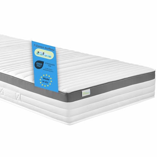 Bodyprotect Federkernmatratze 100x200 cm, orthopädische Matratze Härtegrad H2, ergonomische 7 Zonen Taschenfederkernmatratze, Mattress 100 x 200,...
