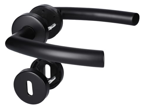 Alpertec Rosette Set II Door Fittings Set of 3 Stainless Steel Black for 3 Room Doors with Deadlock Hole Cliprosette Diameter 52 mm Door Handle Door Handle - Image 2