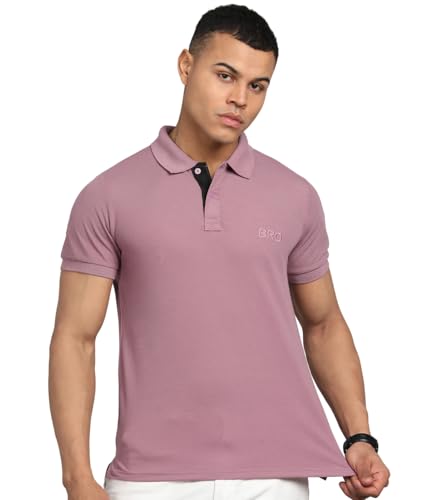Image of INKKR Men Solid Polo Neck Cotton Blend Collar T-Shirt
