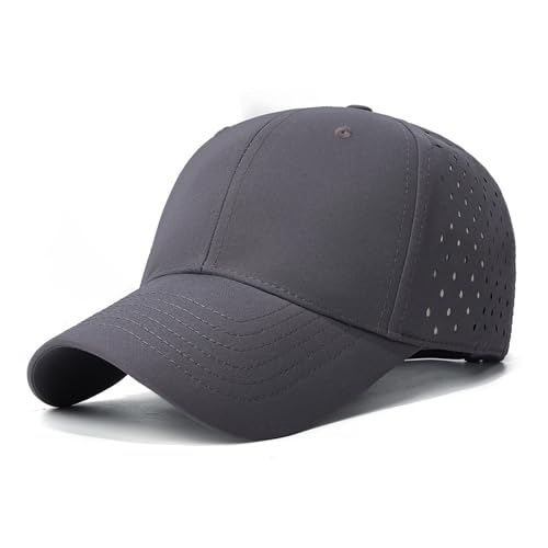 Sombrero de pico de pato gris oscuro con panel plano y visera transpirable de seis líneas