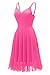 Ellames Women's 2025 Summer Dress Spaghetti Strap Cocktail Swing Beach Dresses V Neck Sundress Fuchsia Small