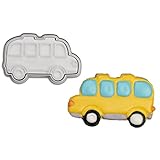 Mostop Bus Cookie Cutters with Stamper, 3D Transportation Vehicle Cookie Mold for Candy Chocolate Bi