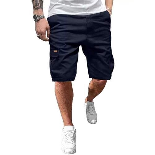 Ougelebo Kurze Hosen Herren Cargo Shorts Herren Sommer Cargohose Kurz Baumwolle Freizeithose Männer Men's Shorts Elastis...