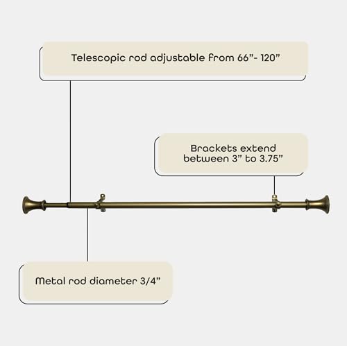 Image of Decorative Window Curtain Rods with Finials, 66 to 120 Inches, 0.75 Diameter - Camino Fairmont - Lightweight & Easy to Install, Adjusts Telescopically to Fit Any Window by Achim Home Decor