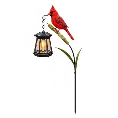 Lámpara colgante cálida solar de pájaro rojo con encendido automático para decoración de terrazas