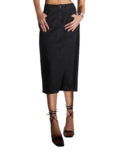 Jupe midi en jean stretch qui ne serre pas la taille
