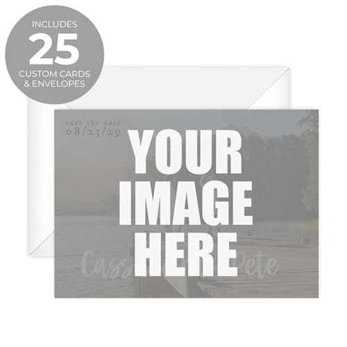 Personalized Image Cards / 25 Upload Your Own Design Cards With White Envelopes / 5\" x 7\" Flat Fully Customized DIY Logo Cards With Blank Back/Made In The USA - Thumbnail 2