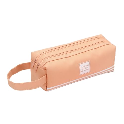 Image of Big Capacity Pen Case Large Pen Pouch Durable Oxford Materials Zipper Open Storage Double Layer Marker Orgnizer Office Supplies for Ladies Women, Age 14+ (L.PINK)