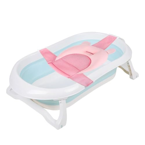 Image of Baby Bath Seat Support Net Soft Infant Bathing Seat Support Mat Suspension Shower Pad Adjustable Non-Slip Newborn Bathtub Sling Mat Baby Sink Bather Tub Shower Net Bathtub Sit Up Mesh 0-6 Month