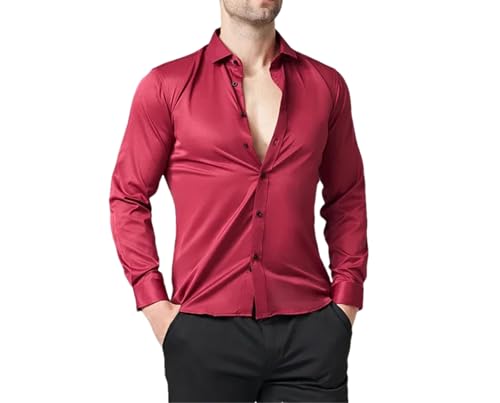 Chemise d'été bordeaux à manches longues pour homme en taille M modèle 2-711