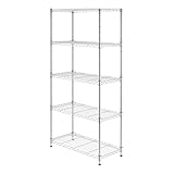SafeRacks NSF Certified Commercial Grade Adjustable 5-Tier Steel Wire Shelving Rack with Adjustable Feet - 14
