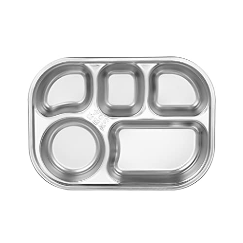 304 Stainless Steel Divided Plates Tray Kids Mes Trays Portion Control Restaurant Steel Plates Mes Trays