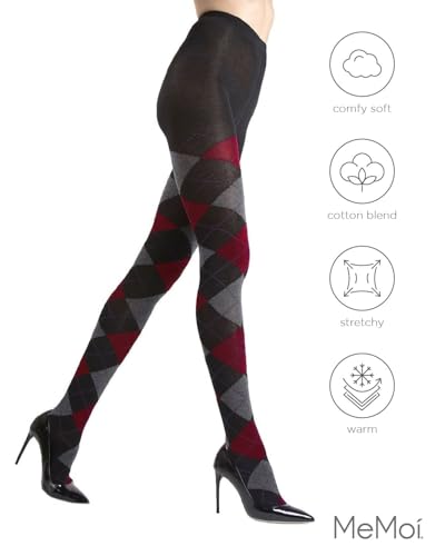 Image of MeMoi Argyle Cotton Sweater Tights for Women, Regular and Plus Size