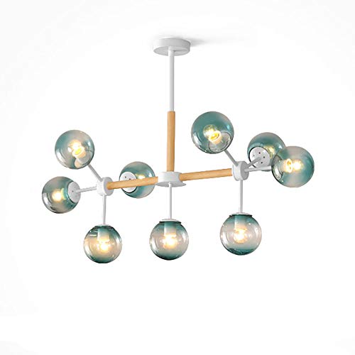 Chandelier 12 lights en bois et ambre platine LiChA pour salle à manger