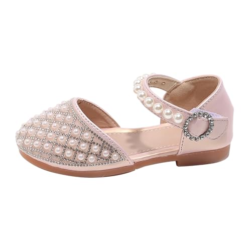 Toddler Girls Glitter Pearl Sandals Adjustable Straps Closed Toe Kids Mary Jane Shoes Dress up Wedding Outdoor
