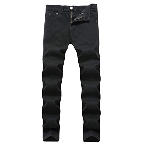 Previn Men's Ripped Jeans Stretch Distressed Destroyed Tapered Leg Skinny Demin Pants Black1 30W x 30L