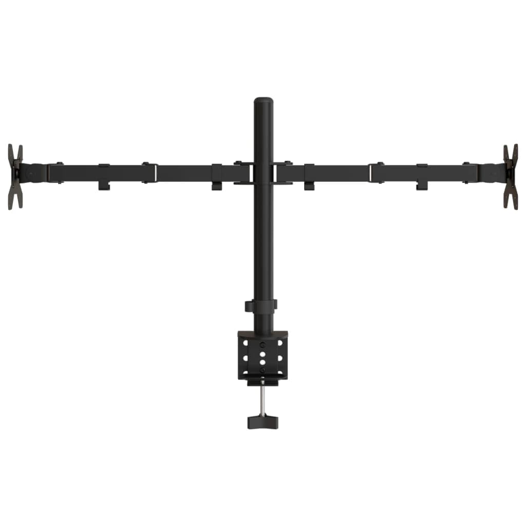 Supporto da tavolo per 2 monitor, in acciaio nero, VESA 75 100 mm, regolabile in altezza, orientabile, inclinabile, girevole, per ufficio, gaming, soggiorno