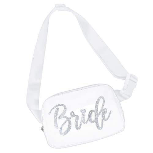 Lamyba Bachelorette Gifts: Bride Fanny Pack Bride to be Gift Bachelorette Party Favors for Bridal Shower Wedding Day Silver Belt Bag with Adjustable Strap Crossbody Bag Purse