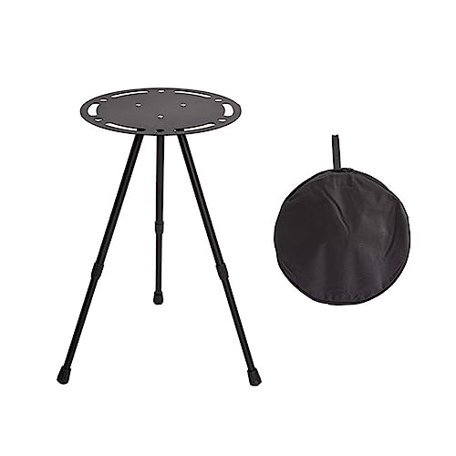 LARUISEE Outdoor Aluminum Alloy Table Folding Round Table Adjustable Height Small Folding Camping Table For Picnic Camp Travel Portable Camping Table Telescopic Table Legs Camping Furniture