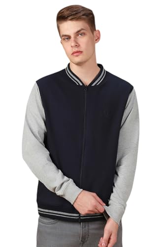 Image of Dennis Lingo Men Colorblock Polycotton Regular Fit Full Sleeves Front-Open Sweatshirts