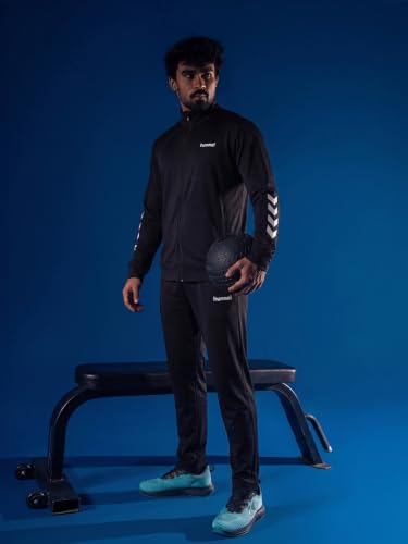 Image of hummel Promo Men's All weather Regular Fit Track Suit with Zipper and Pockets Comfortable Breathable Stretchable Soft Fabric For Everyday Use Ideal for Gym Training or Running Loungwear
