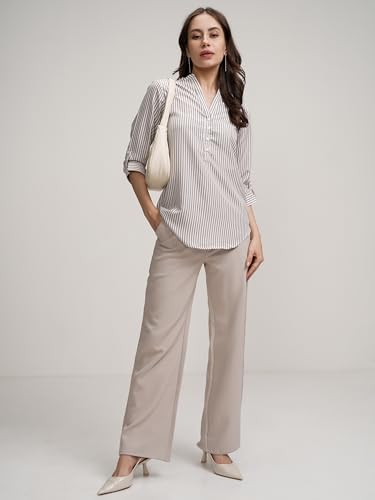 Image of Tokyo Talkies Women's Colorful Striped Shirt-Style Top | Colorful Accents with A Relaxed Yet Structured Fit for A Fresh Look | Tops for Woman | Women Tops | Stylish Top