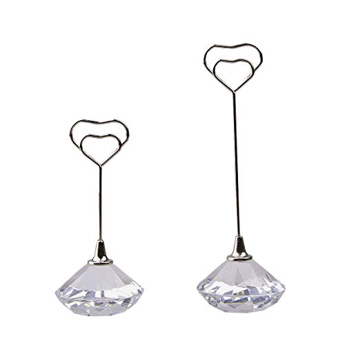 Image of LONGWIN Memo Clip Lovely Dimond Shape Place Card Wedding Table Number Holders (2pcs) - Clear