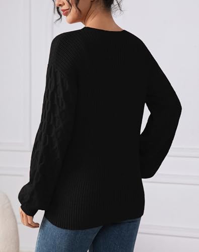 Fall Sweaters for Women 2025 - Lightweight, Honeycomb Long Sleeve, Elastic Hem, Crew Neck, Textured Knit Pullover