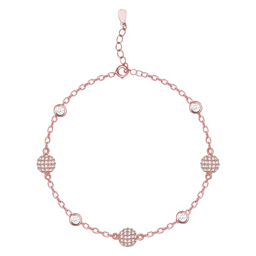Image of GIVA 925 Silver Rose Gold Anushka Sharma Studded Bubble Bracelet, Adjustable Gifts for Girlfriend, Gifts for Women & Girls| With Certificate of Authenticity and 925 Stamp | 6 Month Warranty*