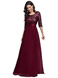 Ever-Pretty Maxi Evening Party Dress 2020 Round Neck Wedding Guest Dress Burgundy US18