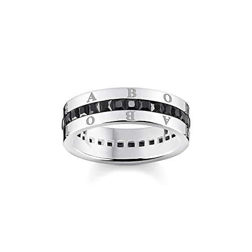 Thomas Sabo Anillo de plata de ley 925 con piedras negras para mujer, plata de ley 925, ennegrecido TR2361-643-11, 60 cm, Plata, Zirconia cúbica