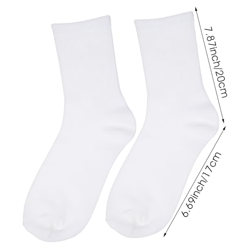 3 Pairs Women Crew Socks LightWeight Thin Casual Calf Athletic Gym Aesthetic Mid Tube Socks White Slouch Neutral Soft Cotton Hosiery for Girls Workout Clothes Trouser Dress2