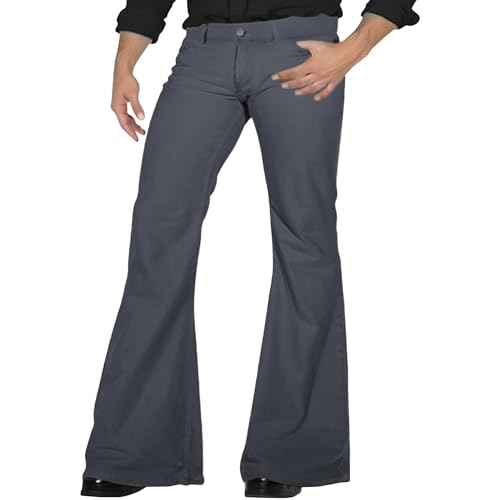 Vintage Bell Bottom Jeans Men Retro 70s Style Flared Denim Pants Wide Leg Stretch Casual Trousers