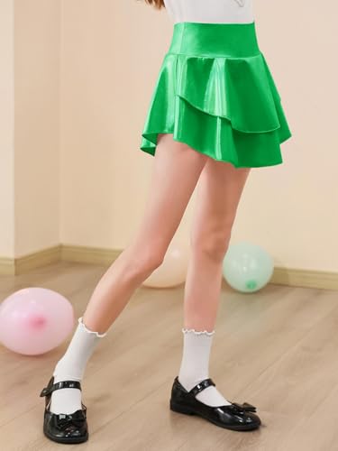 Image of Haloumoning Girls Metallic Skater Skort Kids Shiny Scooter Skirt 4-14 Years