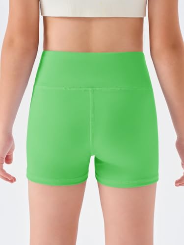 Image of Haloumoning Girls Athletic Shorts Kids High Waisted Yoga Dance Biker Shorts Comfy Gymnastics Shorts 5-14Y