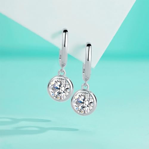 14K Gold 0.5/1ct Diamond Bubble Hoop Earrings for Women,D-Color VVS1 Round Drop Earrings,Gifts for Girlfriend4