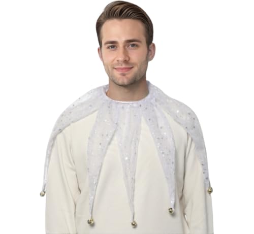 Christmas Collar for Decor Mesh Pointed Clown Collar Jester Neck Accessories with Jingle Bell Costumes