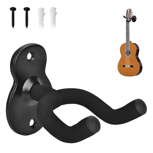 ZXNJA Soporte para guitarra para pared, soporte de pared para guitarra, soporte de pared universal de metal, accesorios para guitarra, para guitarra acústica, guitarra clásica, guitarra eléctrica