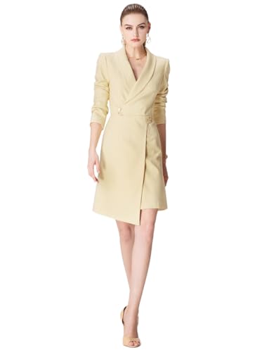 Robe blazer femme ajustée avec revers de châle et coupe manteau d'ensemble chic