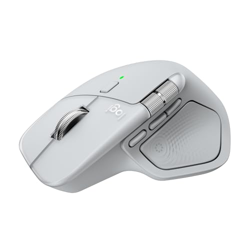 Logitech MX Master 4 for Mac, Ergonomic Bluetooth Mouse with Advanced Performance Haptic Feedback, Ultra-Fast Scrolling, USB-C Charging, MacOS, iPadOS, Windows - White Silver